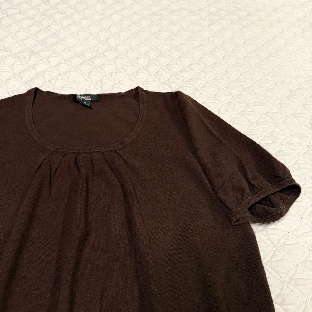 Style & Co. Dark Brown Short Sleeve Sweater 1X - Picture 7 of 9